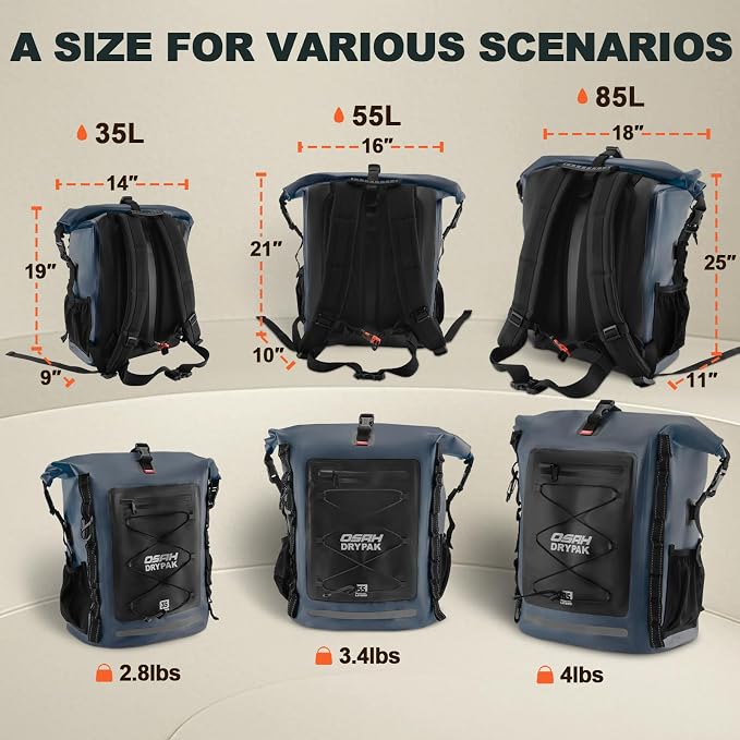 OSAH DRYPAK Waterproof Backpack Dry Bag 35L/55L/85L – Heavy Duty Roll-Top - Image 2