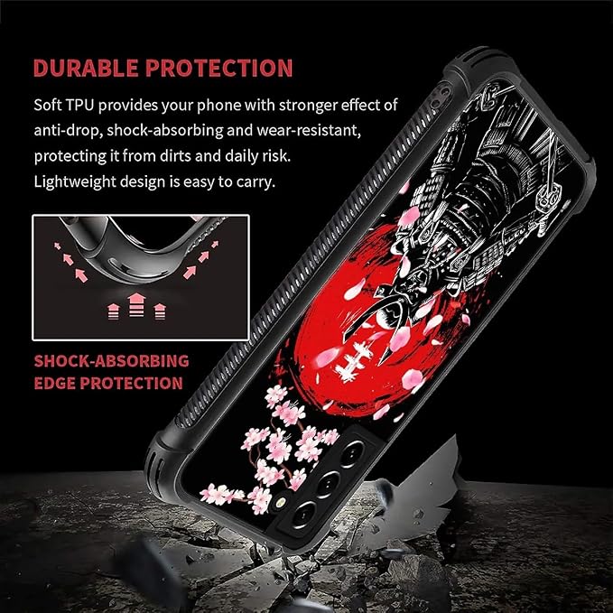 for Samsung Galaxy S21 Plus Case, Sakura Japanese Samurai Pattern Graphic - Image 2
