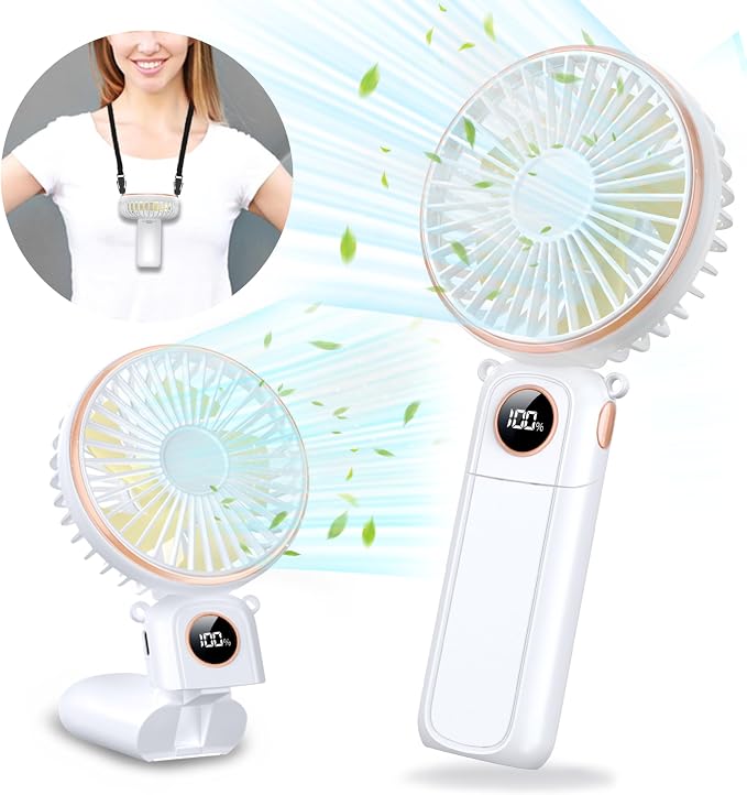 Portable Handheld Fan 5200mAh, USB Rechargeable Foldable Electric Personal by CRISLEX