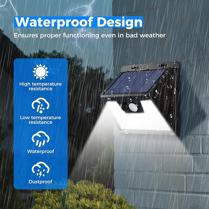 Peasur Solar Lights Outdoor Waterproof, 3 Lighting Modes Solar Motion Sensor - Image 2
