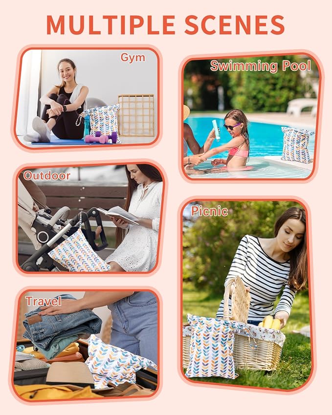 babygoal Wet Dry Bags for Baby Cloth Diapers, Washable Travel Bags, Gym Bag for - Image 3