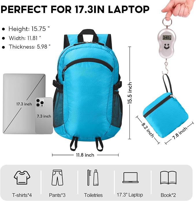 Small Hiking Backpack 15L Travel Lightweight Hiking Packable Daypack - Image 3