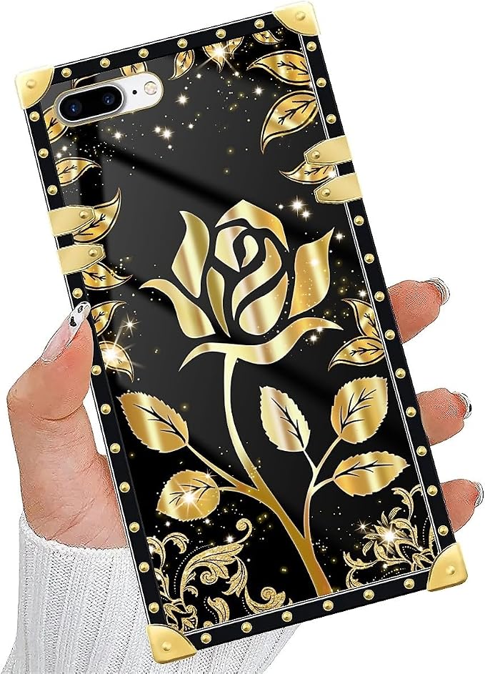 Compatible with iPhone 8 Plus 7 Plus Case, Shine Gold Rose Luxury Golden - Image 5