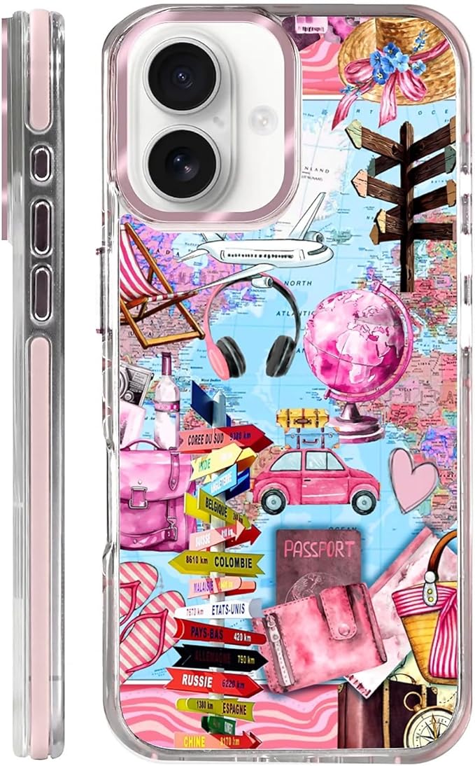 Case for iPhone 16 Plus, Cover Holiday Trip World Map Phone Case Design，for by Toulas