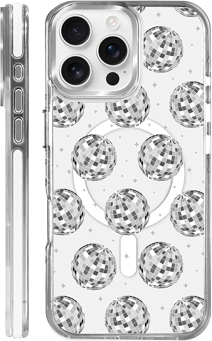 Case for iPhone 16 Pro, Disco Ball Grayish White Phone Case Design，for Women by Toulas