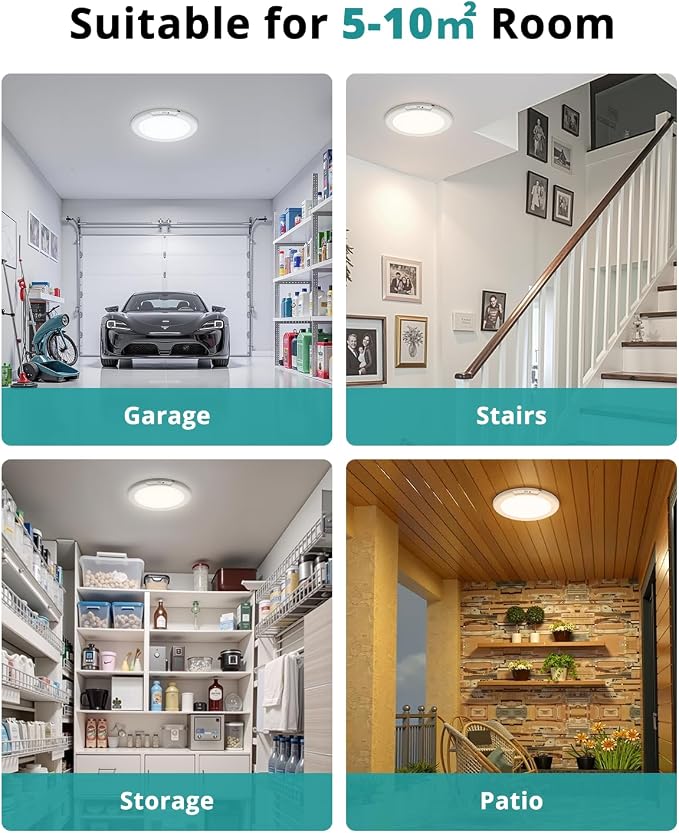 wowatt 4Pcs Battery Operated Ceiling Lights Rechargeable Motion Sensor Light - Image 8