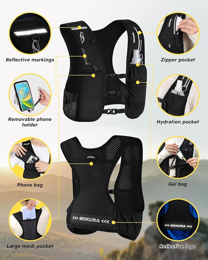 MOKURA Running Vest for Women Men, Lightweight Hydration Vest - Image 5