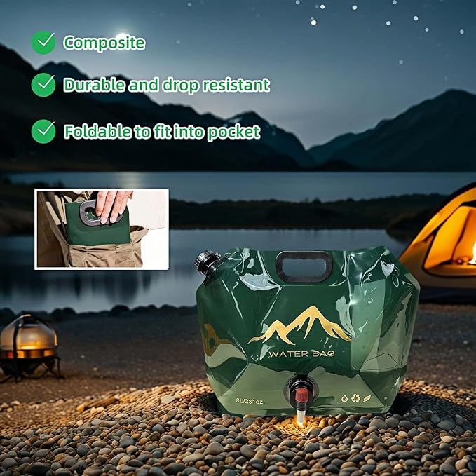 8L/281oz Outdoor Collapsible Water Jug BPA-Free w/Adjustable Faucet - Image 6