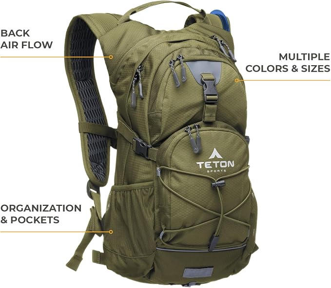 Teton Oasis/Trailrunner Hydration Backpack – Lightweight Water Pack - Image 2