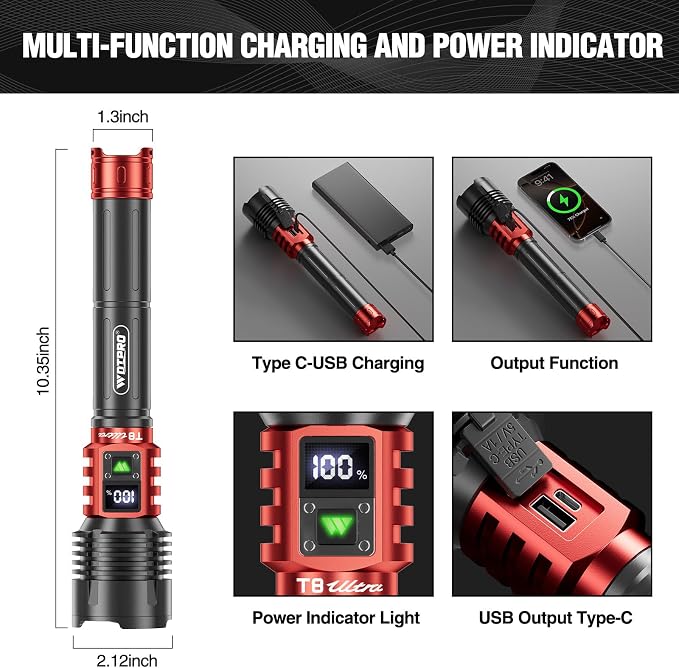 WdtPro Rechargeable LED Flashlights High Lumens, Super Bright 90000LM - Image 6