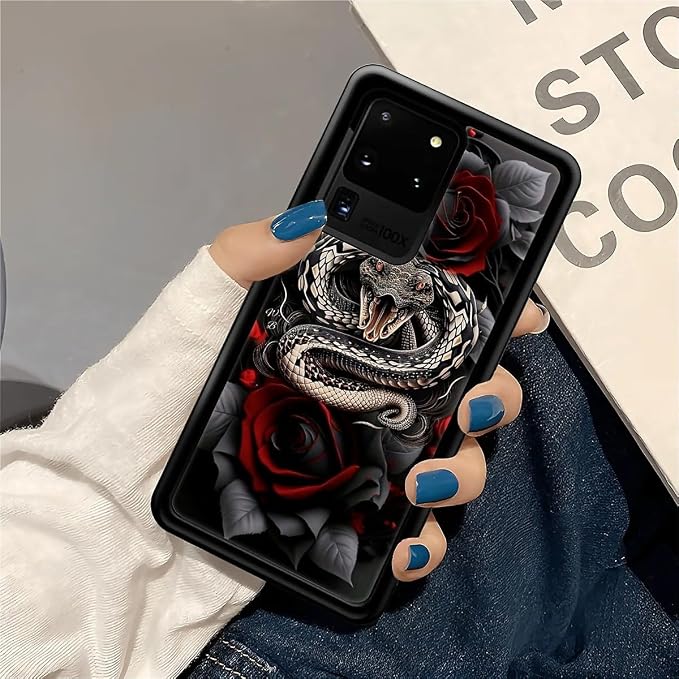 for Samsung Galaxy S20 Ultra Case, Entwined Rose Snake Pattern Graphic Design - Image 7