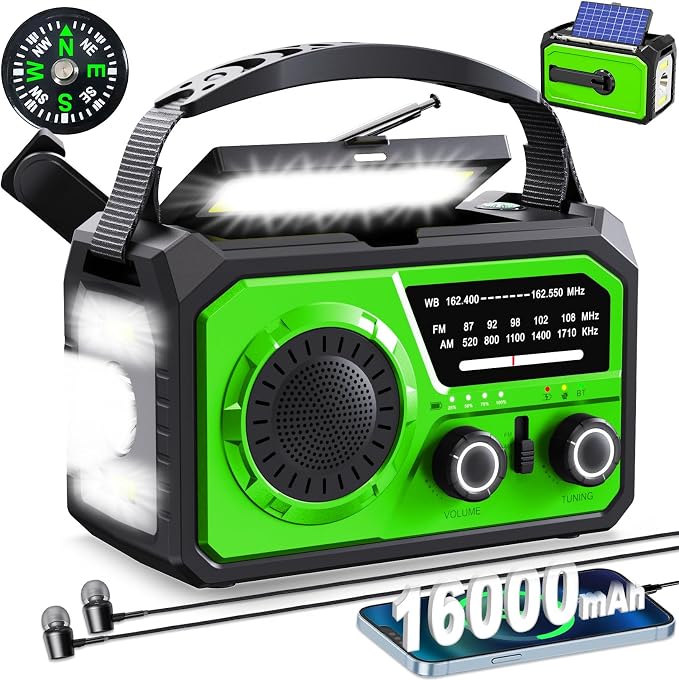 16000mAh Hand Crank Emergency Weather Radio by ZZMICHP