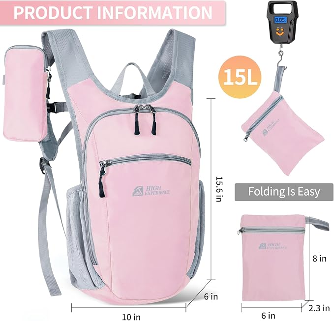 Hiking Backpack 10L/15L Small Daypack Lightweight Packable Travel Foldable - Image 3