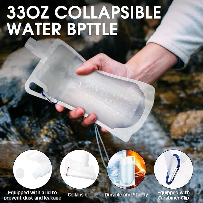 Maxdot 12 Pack 1L Collapsible Travel Water Bottles - Image 5