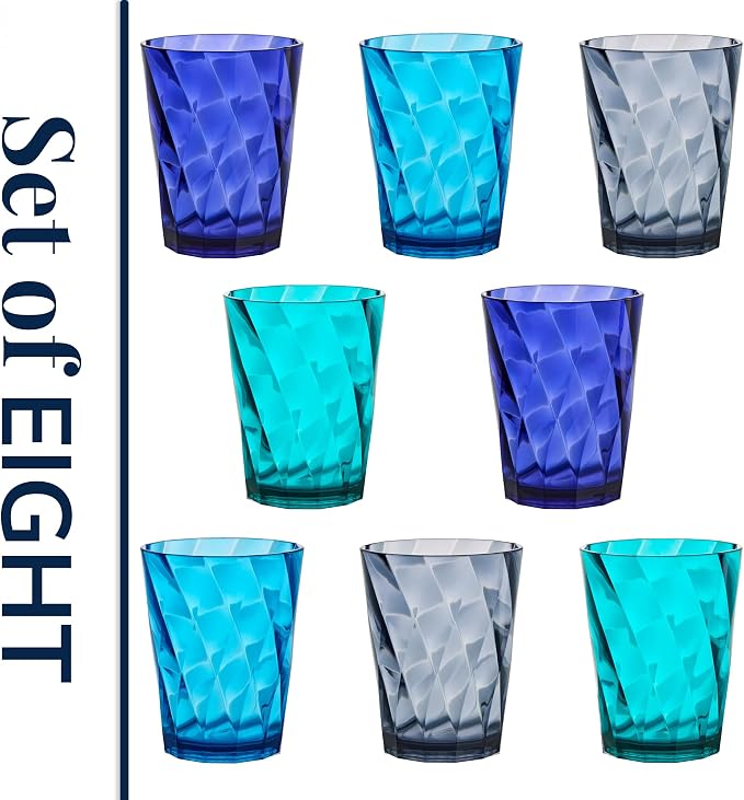 US Acrylic Optix Plastic Reusable Drinking Glasses 14oz Rocks Cups in Coastal - Image 8