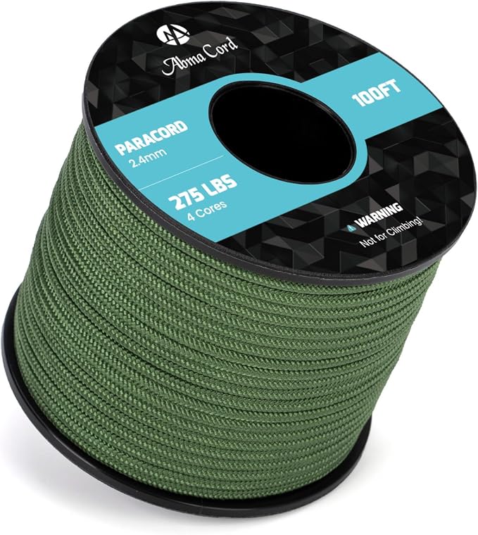 Abma Cord 2.4mm Paracord 275 100ft Nylon Rope 4 Strands Tactical Parachute Cord by Abma+Cord