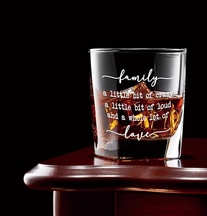 Nogrit Funny Family Quote Whiskey Glasses 10 oz, Best Housewarming Gifts 2025 - Image 3