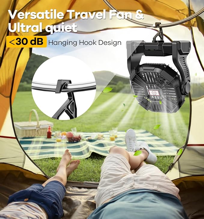 DOWILLDO 15000mAh Portable Battery Powered Camping Fan - - Image 8