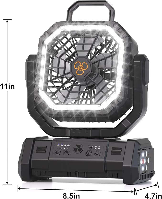 Portable Fan Rechargeable, 20000mAh Cordless Battery Powered Camping Fan - Image 9