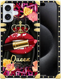 Compatible with iPhone 16 Plus Case, Queen Lip Crown Leopard Print Luxury by Unknown