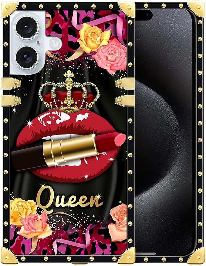 Compatible with iPhone 16 Plus Case, Queen Lip Crown Leopard Print Luxury by Unknown