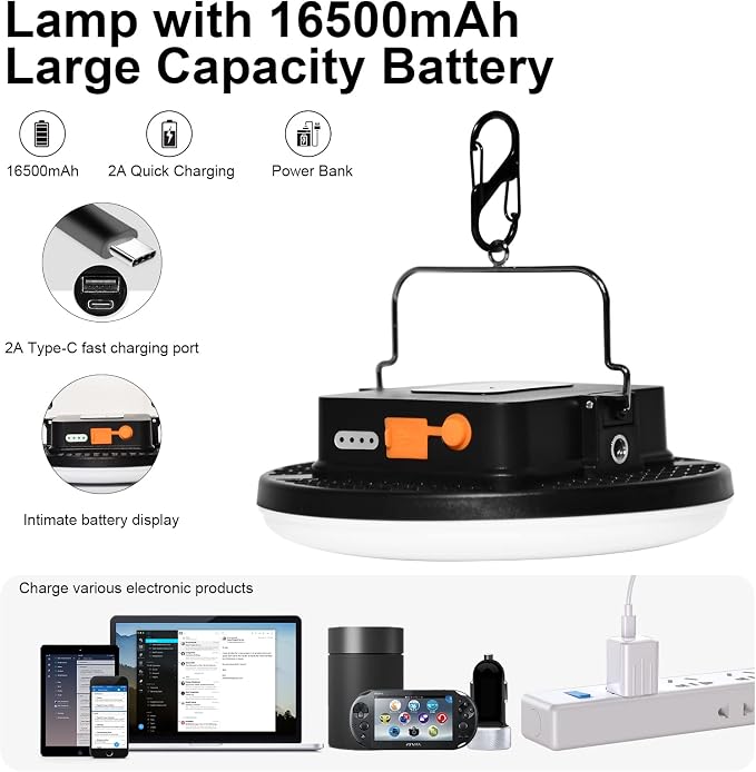 IODOO 16500mAh 60W Rechargeable Camping Light - Image 3