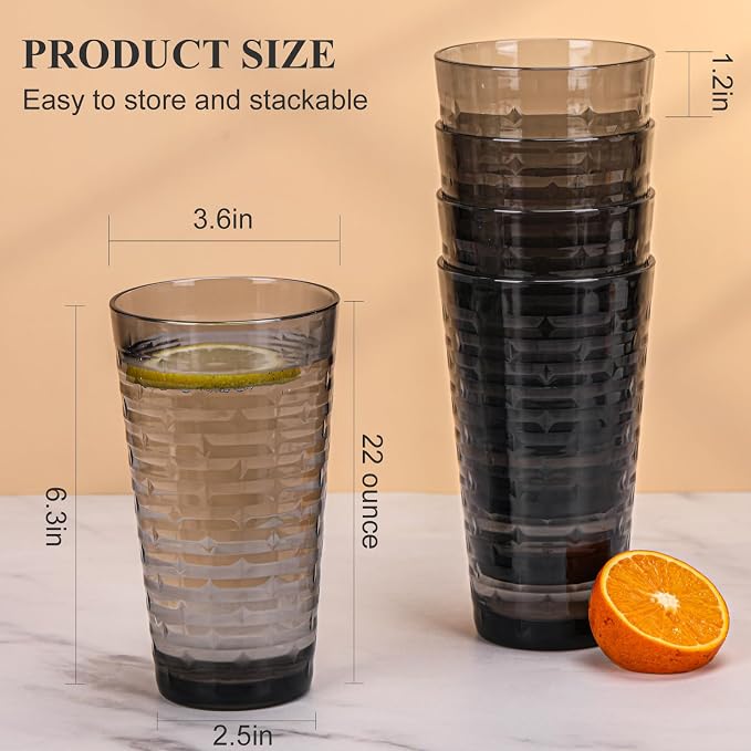 Acrylic Clear Highball Plastic Cups | Plastic Reusable Tumblers 22oz | - Image 3