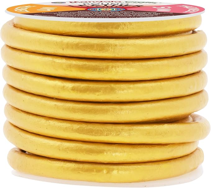 Mandala Crafts Round Genuine Gold Leather Cord - Image 2