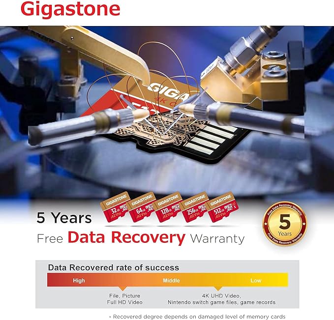 【5-Years Data Recovery】 GIGASTONE 256GB Memory Card 2 Pack 4K Pro Camera - Image 8