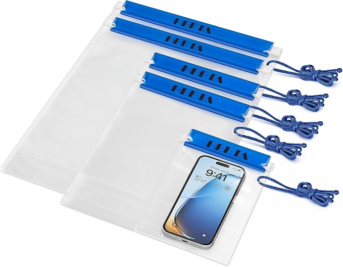 HEETA 5-Pack Clear Waterproof Dry Bag Pouch, Water Tight Cases Dry Bags by HEETA