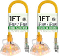 POWGRN 1 FT 2 Pack 12/3 Gauge Extension Cord by POWGRN