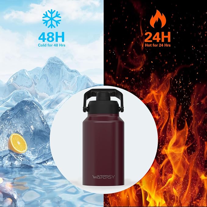 WATERSY 2/3 Gallon Water Bottle Insulated, BPA Free&Leak Proof, 87oz Stainless - Image 2