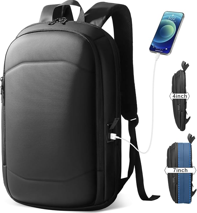 hk Business Backpack for Men 17 Inch, Slim & Expandable Waterproof Travel by hkbag