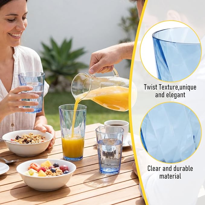 LemonRoad 24 Pack Reusable Plastic Drinking Glasses Set - 20oz & 13.5oz - Image 3