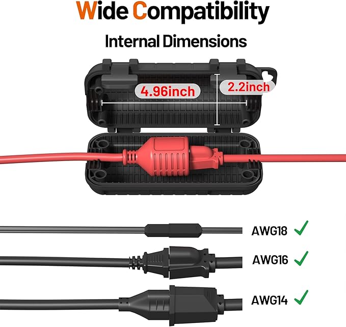 Extension Cord Cover Outdoor, Cord Connector Protector IP54 Water-Resistant - Image 2
