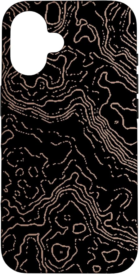Topography Black & Brown Abstract Pattern Topographic Map Case by Unknown