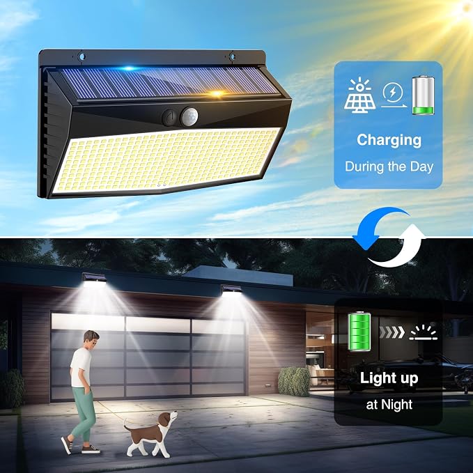 4 Pack 368 LED Solar Motion Sensor Lights Outdoor, Solar Fence Lights - Image 4