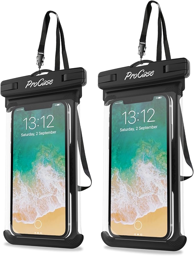 ProCase 2 Pack Waterproof Phone Pouch, Underwater Phone Case Up to 7", Dry Bag by ProCase