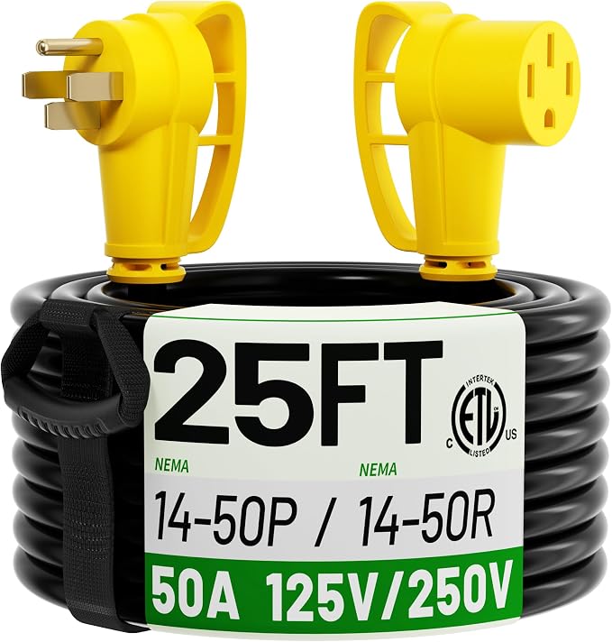 POWGRN NEMA 14-50P to NEMA 14-50R 25FT 50 Amp RV/EV Extension Cord Outdoor by POWGRN