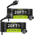 16/3 Black 20 FT Extension Cord, Indoor Extension Cord by Seeklyze