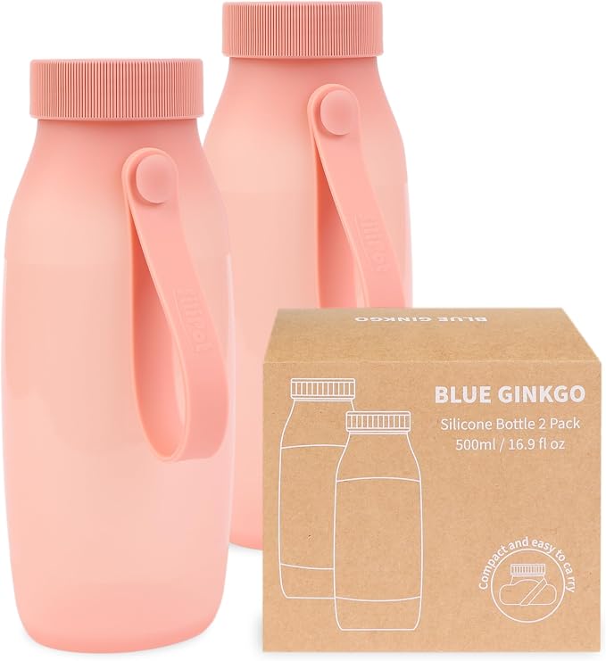 BLUE GINKGO Collapsible Water Bottle – Lightweight, Foldable Silicone Bottles by BLUEGINKGO