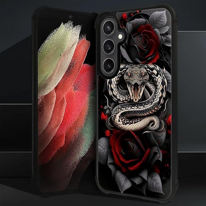 for Samsung Galaxy S23 FE Case, Entwined Rose Snake Pattern Graphic Design Girl - Image 3