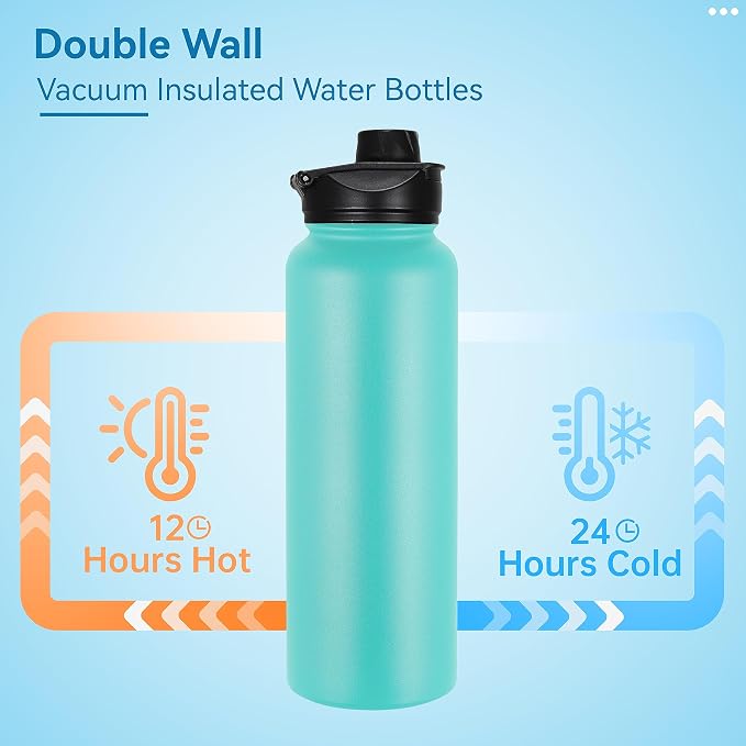 VEGOND 40 oz Insulated Water Bottle Bulk Stainless Steel Metal Water Bottles - Image 3