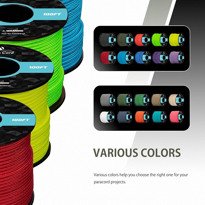 Abma Cord 2.4mm Paracord 275 100ft Nylon Rope 4 Strands Tactical Parachute Cord - Image 5