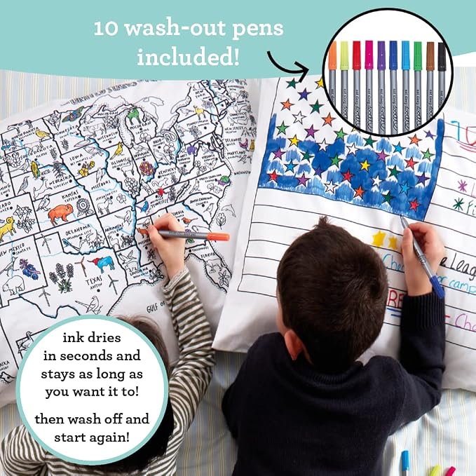 Coloring Pillowcase for Kids – Reusable DIY Pillow Cover - Image 2