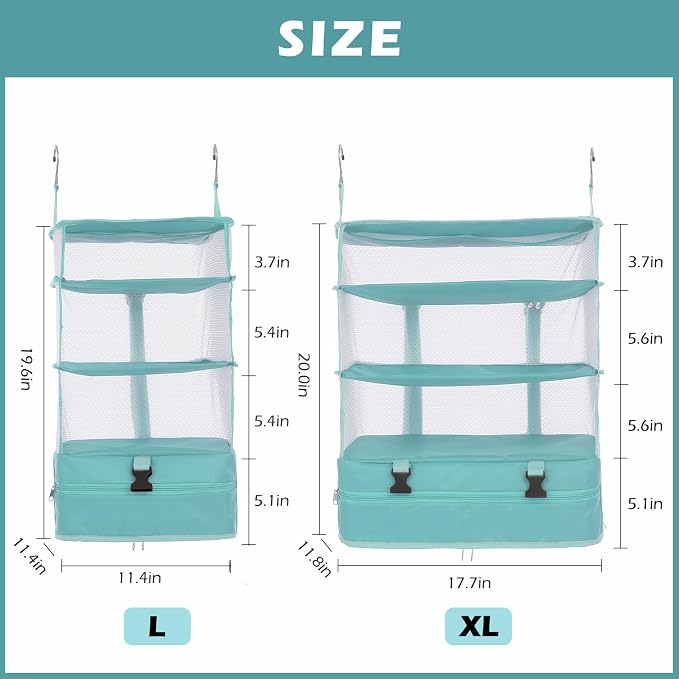 Surblue Hanging Closet Storage Bag Collapsible 3-Shelf Washable Oxford Fabric - Image 2