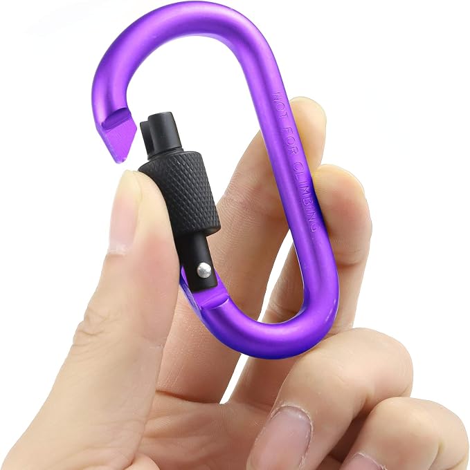 10 Pack Aluminum D Ring Key Rings Hiking Clips Locking Carabiner - Image 2