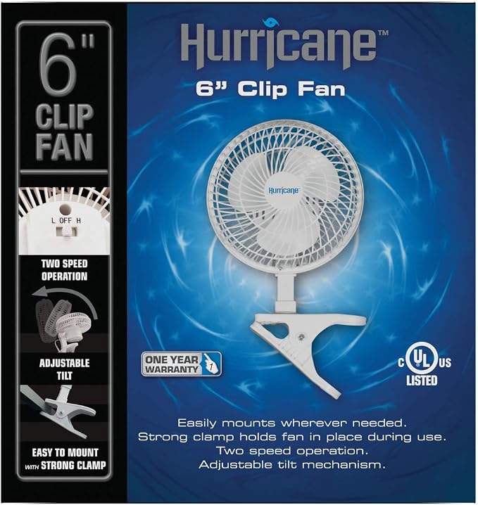 Hurricane Classic 6 Inch Clip Fan, 2 Speed Portable Desk Table Fan - Image 10
