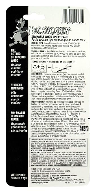 PC Products PC-Woody Wood Repair Epoxy Paste, Two-Part 1.5 oz in Two Jars - Image 2