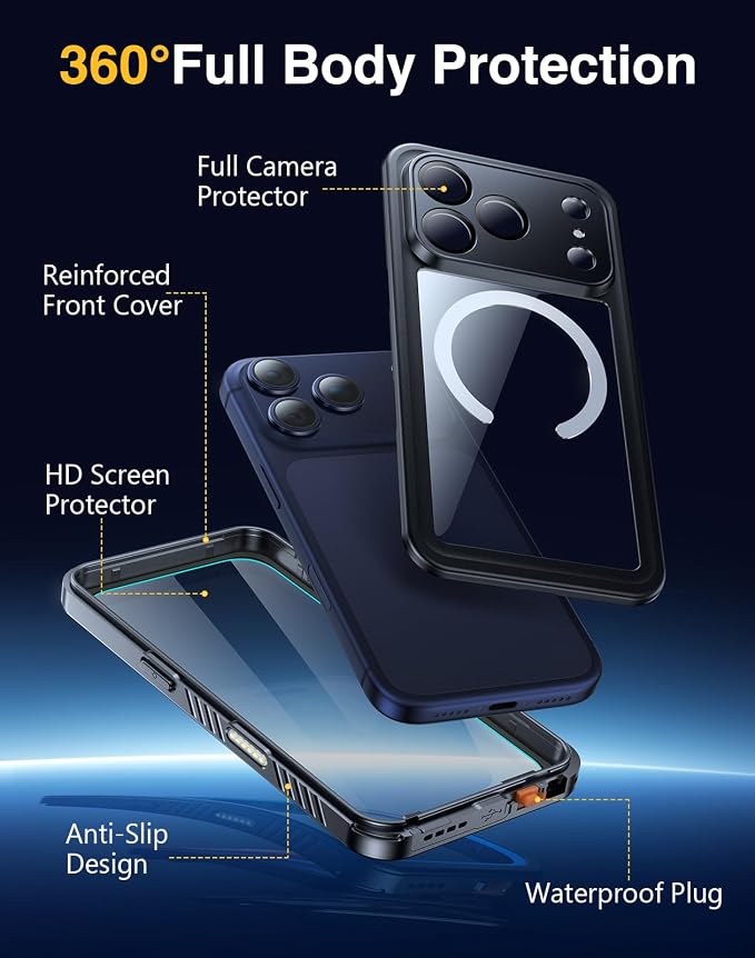 Lanhiem Magnetic for iPhone 17 Pro Case Waterproof, Built in Screen Protector & - Image 5